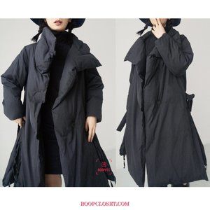 Ann Demeulemeester black deconstructed puffy duvet oversize coat maxi UN…